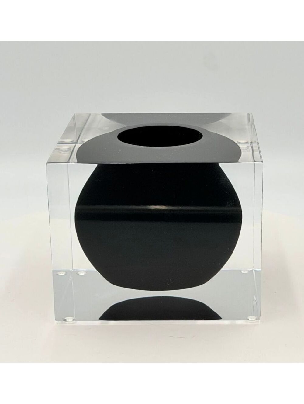 JR William Empire Collection Mosco Bud Vase Soho Black Acrylic Resin Cube 4.75x4